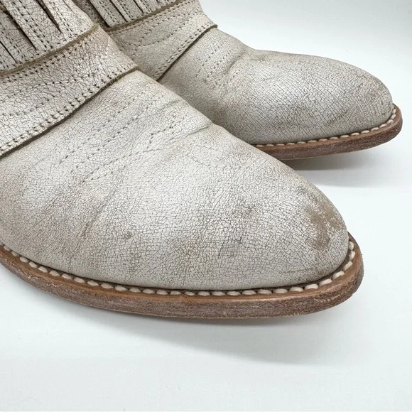 Matisse Roscoe Distressed Leather Almond Toe Heeled Western Bootie Cream Sz 8.5 - Picture 5 of 13